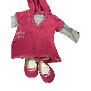 American Girl Doll Just Like You Pink Star Hoodie From Meet Outfit & Pink Shoes